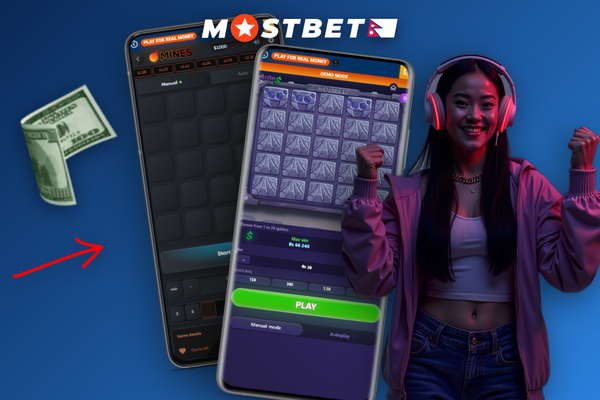 Annotated Mostbet Mines interface highlighting bet input mine selector and cash-out
